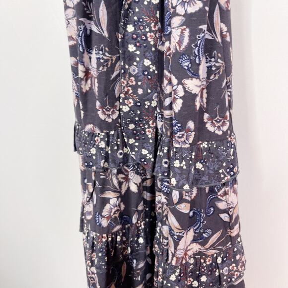 New Evereve Roan + Ryan XS Blue Madison Mixed Print Midi Dress Square Neck - Picture 6 of 14